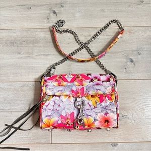 Rebecca Minkoff floral cross body bag on chain and leather